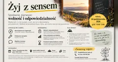 Grafika warsztatu „Żyj z sensem. Spotkanie pierwsze: wolność i odpowiedzialność”, sobota 24 października 2026, 10:00–13:00